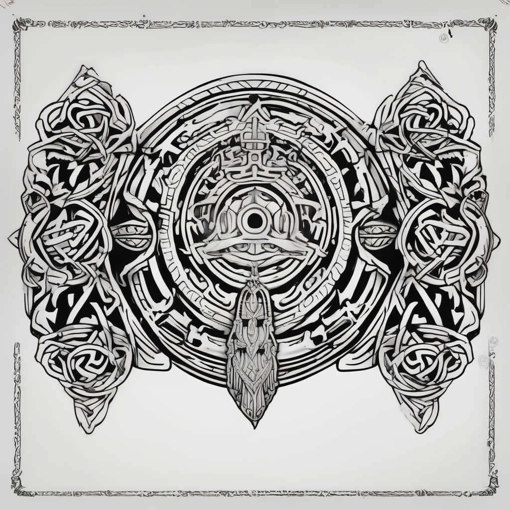 Anglo Saxon Arm bands fishing tattoos, diseño de tatuaje Old school generado con IA